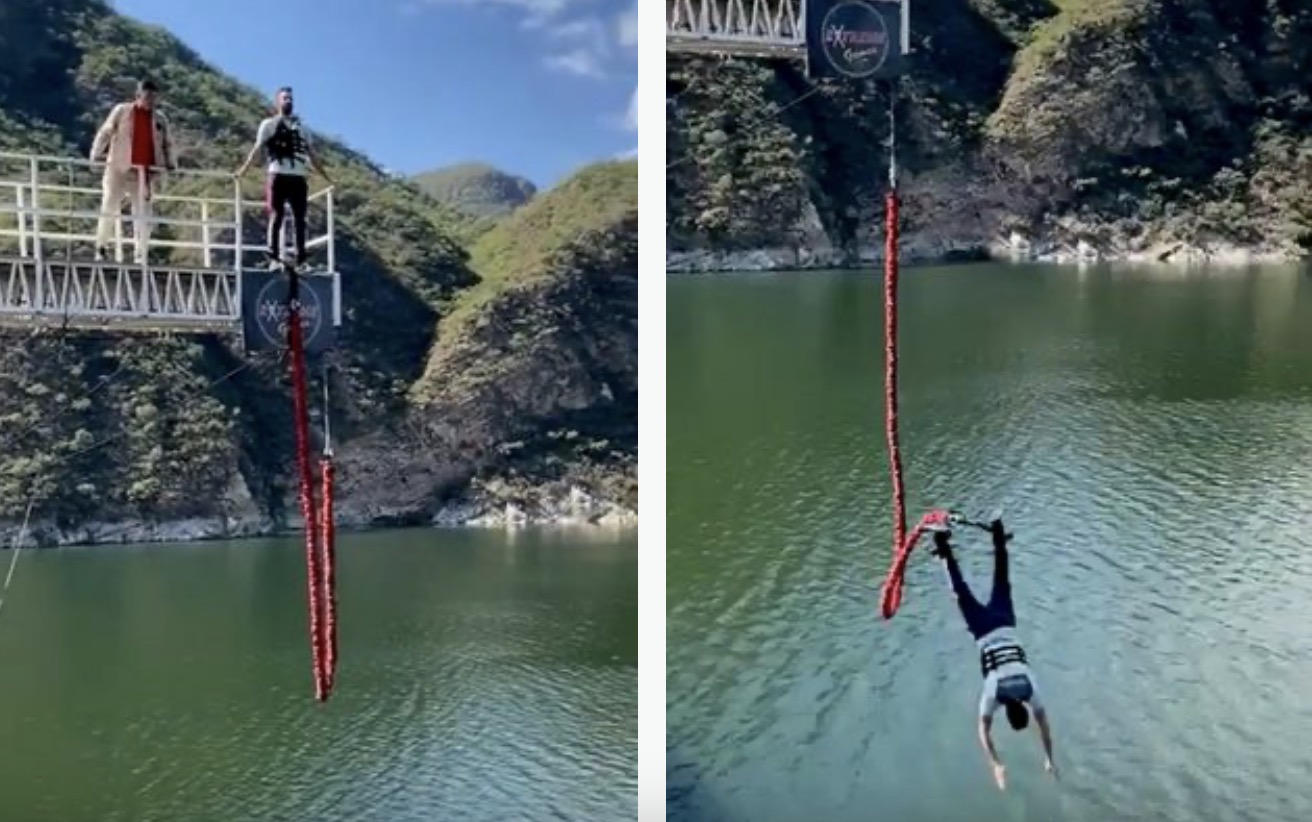 蹦极疑因断绳落水蹦极是一项高风险的活动，如果发生断绳落水的情况，可能会带来严重的后果。如果您正在参与蹦极活动，遇到绳子断裂的情况，请务必保持冷静，按照以下步骤进行应对